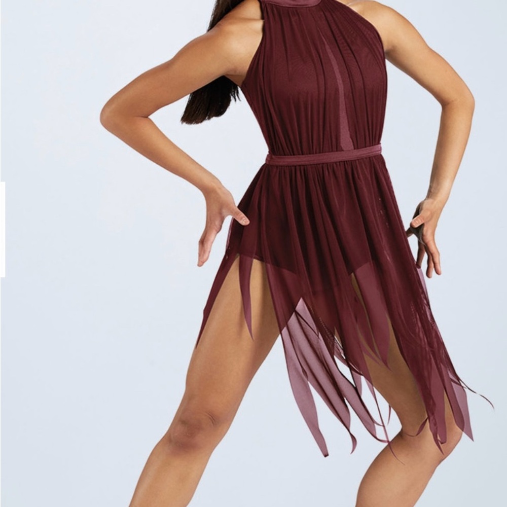 Weissman Asymmetrical Burgundy Dress